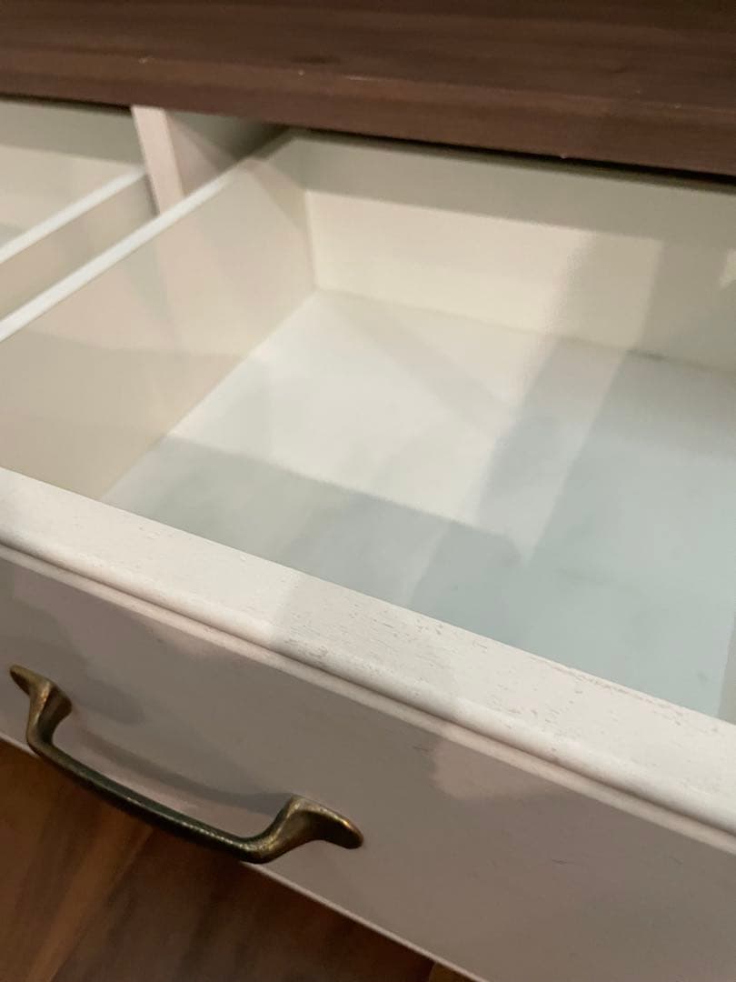 ホワイト木製本棚 ホワイトシェルフ　　引き出し付き