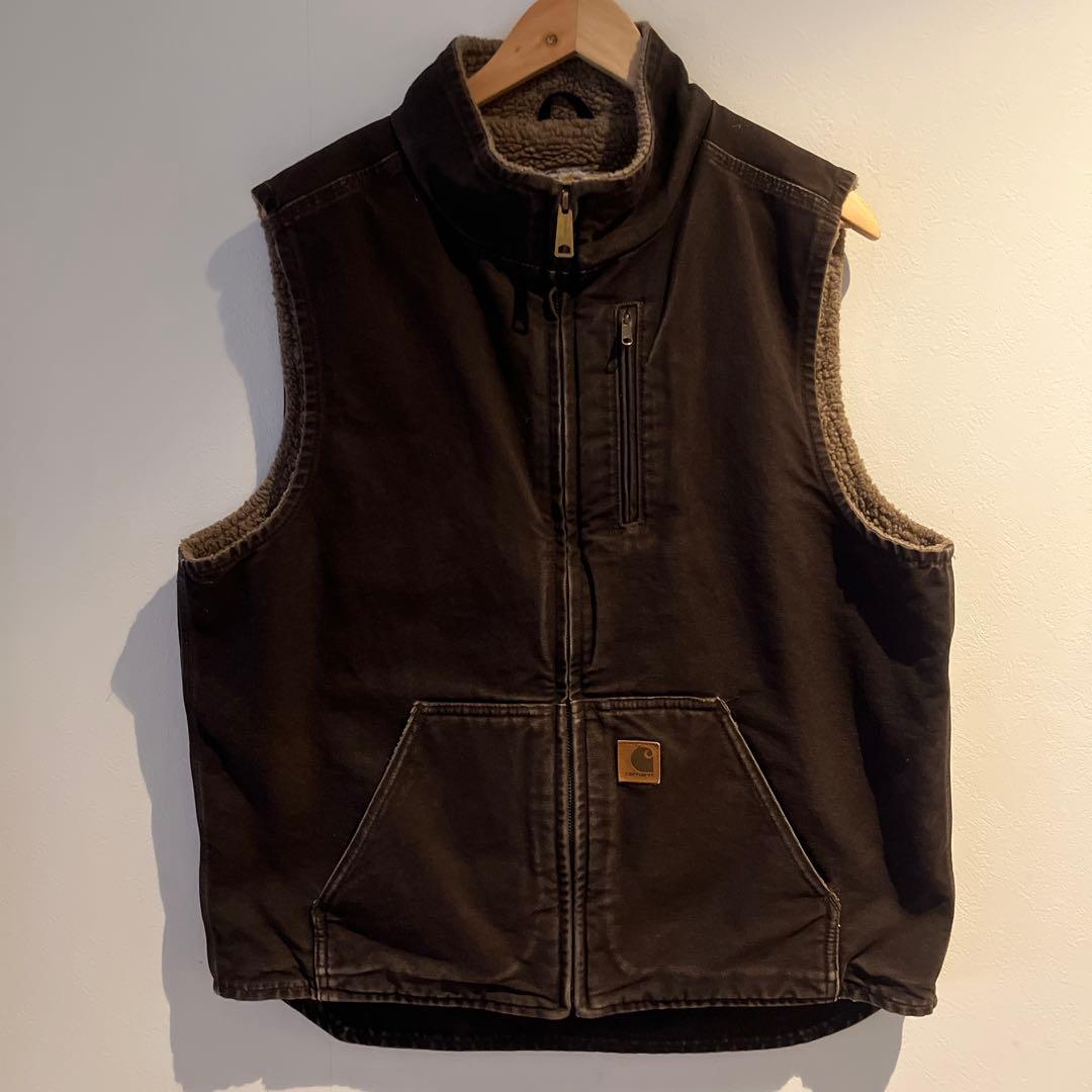 Carhartt Mexico製 モックネック　ダックベスト　裏ボアフリース