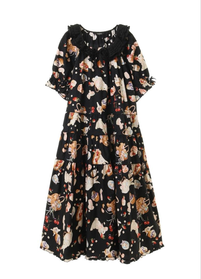 ピンクハウス　スイーツスプリングバニープリントミディワンピース