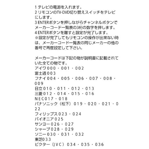 汎用テレビリモコン