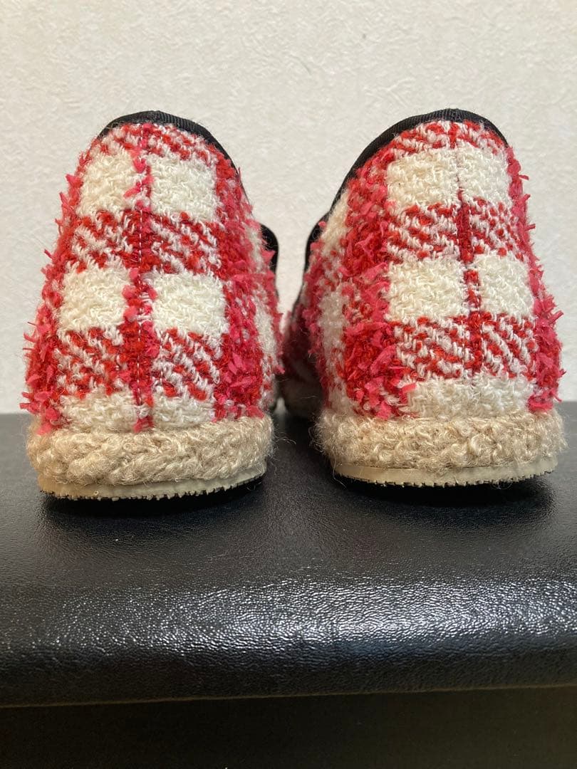 GUCCI レッド・ホワイトチェック モカシン