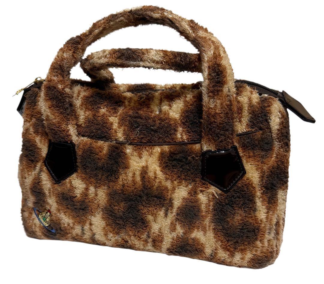 正規品【貴重ヴィンテージ】【廃盤】ヴィヴィアンレオパード柄パイル地ボストンバッグ