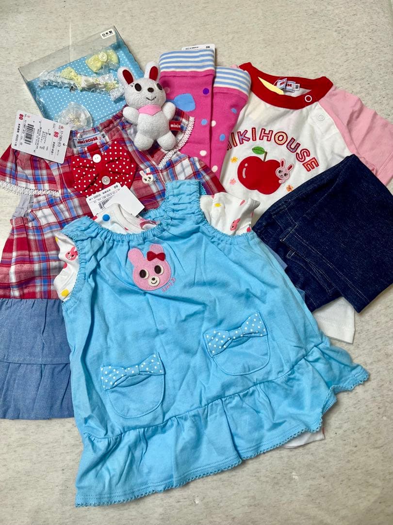 底値☆新品☆7点まとめ売り☆ミキハウス 子供服セット 女の子　80cm 90cm