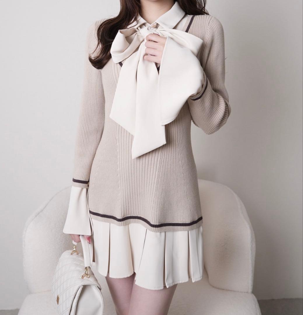 lip service シャツドッキングプリーツワンピース