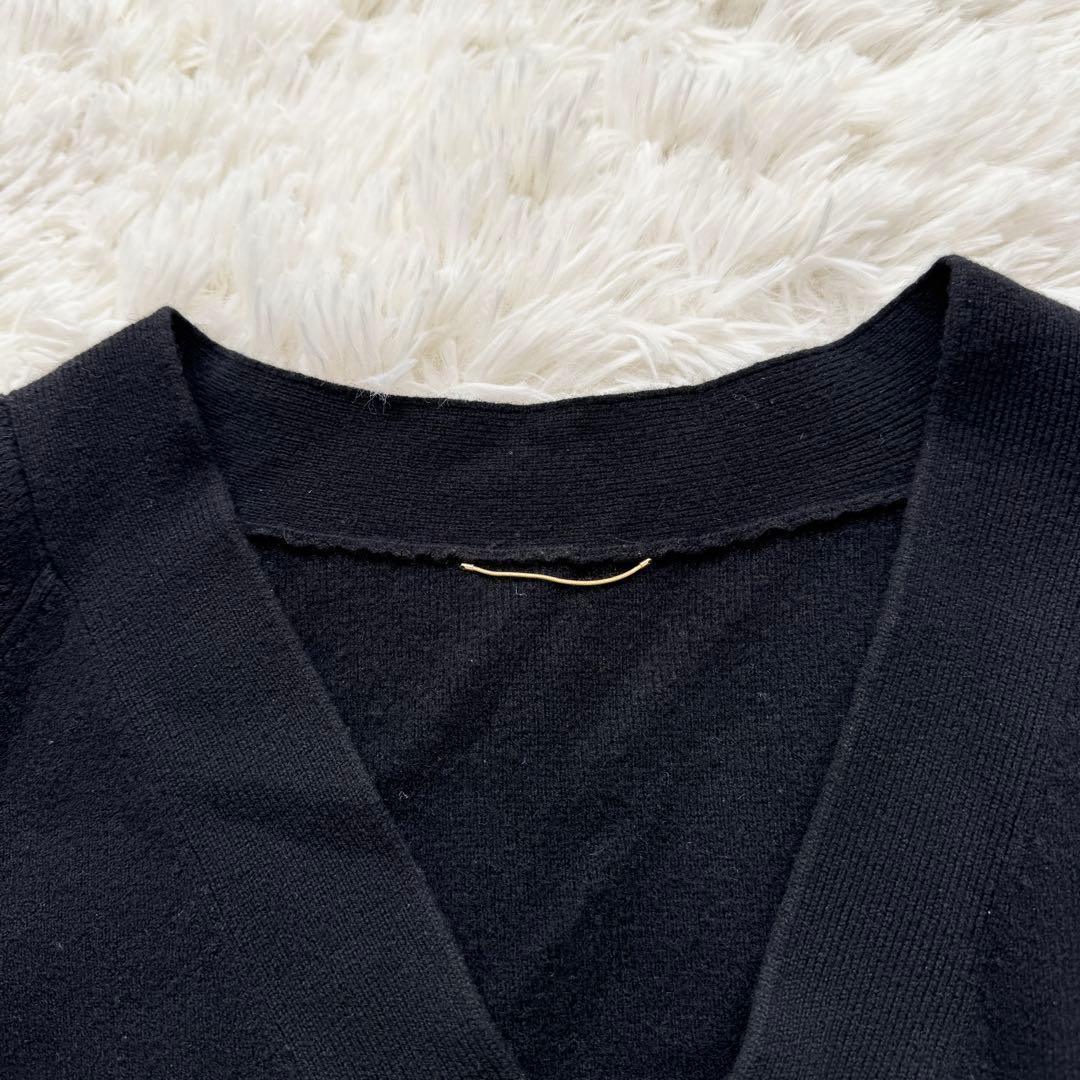 カシミヤ混 ドゥーズィエムクラス ミドルゲージニット Vネック ブラック F