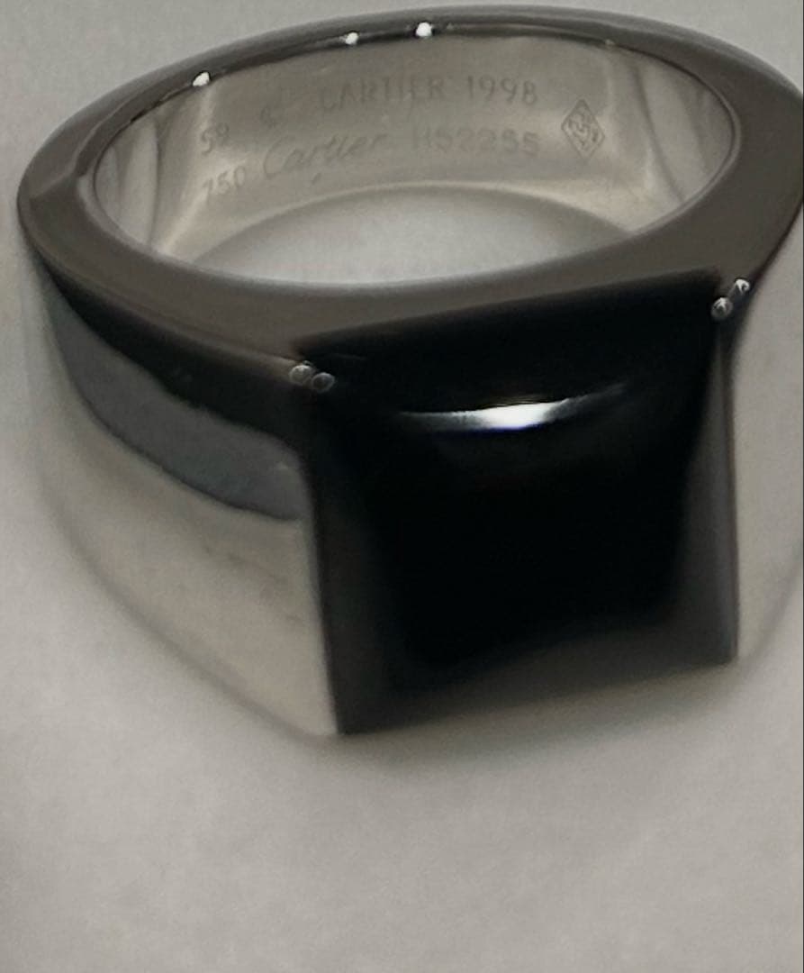 確実正規品Cartierカルティエ オニキス リング K18WG59ユニセックス
