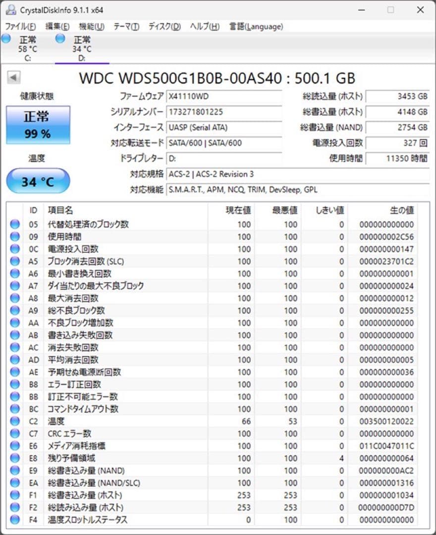 M.2 SSD 500GB × 2個