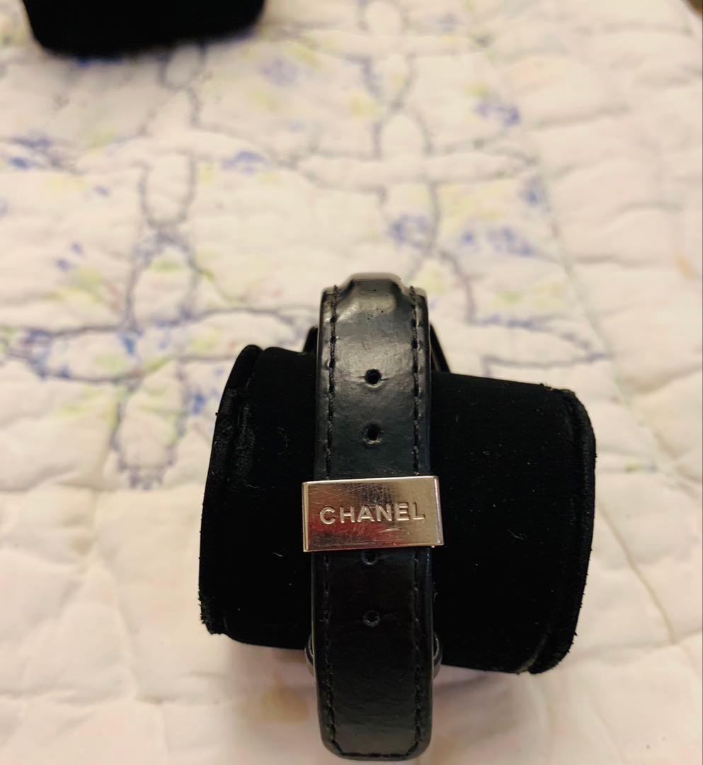 シャネルJ12キャリパー33m革ベルト ブラックセラミックレディースクォーツ