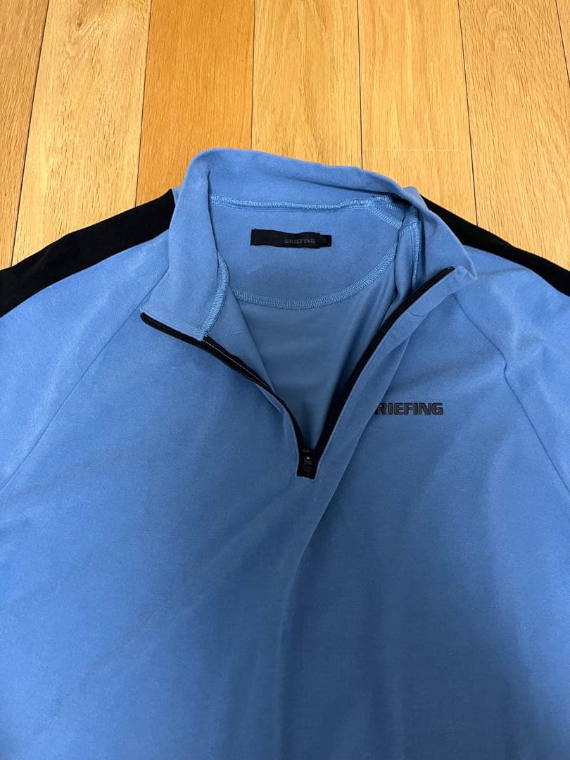 BRIEFING ブルー ハーフジップ ストレッチシャツ