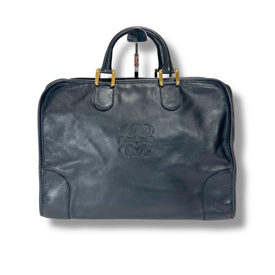 ロエベ　LOEWE ミニボストンバッグ　ブラック　アナグラムロゴ　レザー　黒