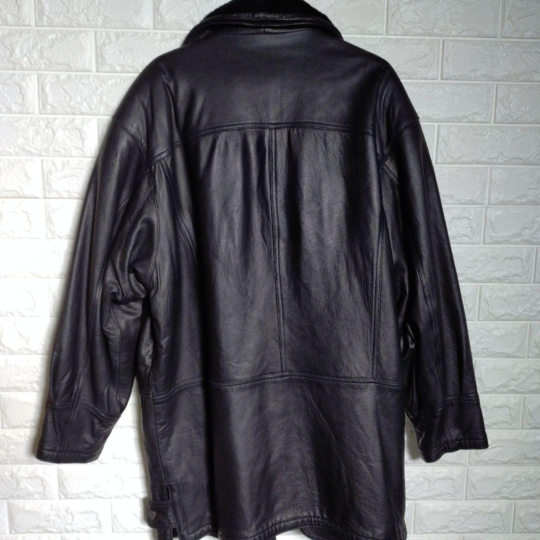 ムッシュパリ ラム レザー 羊革 キルティング ムートン コート ブラック XL