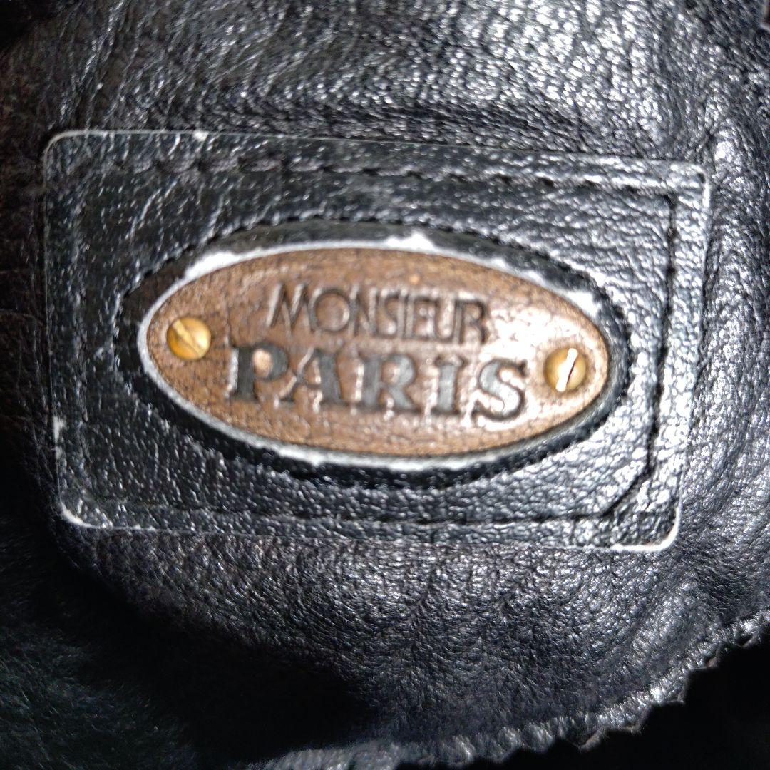 ムッシュパリ ラム レザー 羊革 キルティング ムートン コート ブラック XL