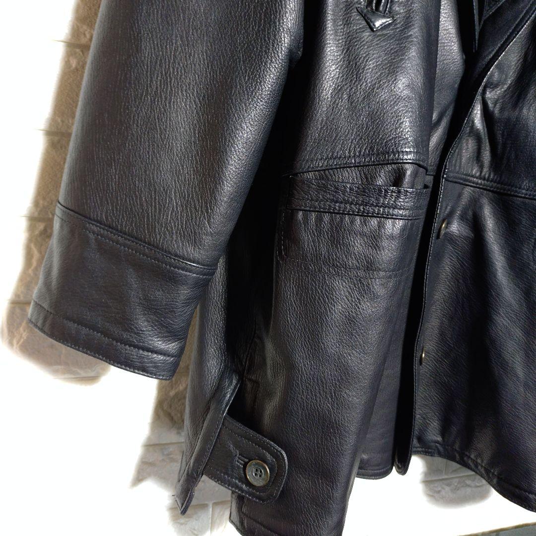 ムッシュパリ ラム レザー 羊革 キルティング ムートン コート ブラック XL