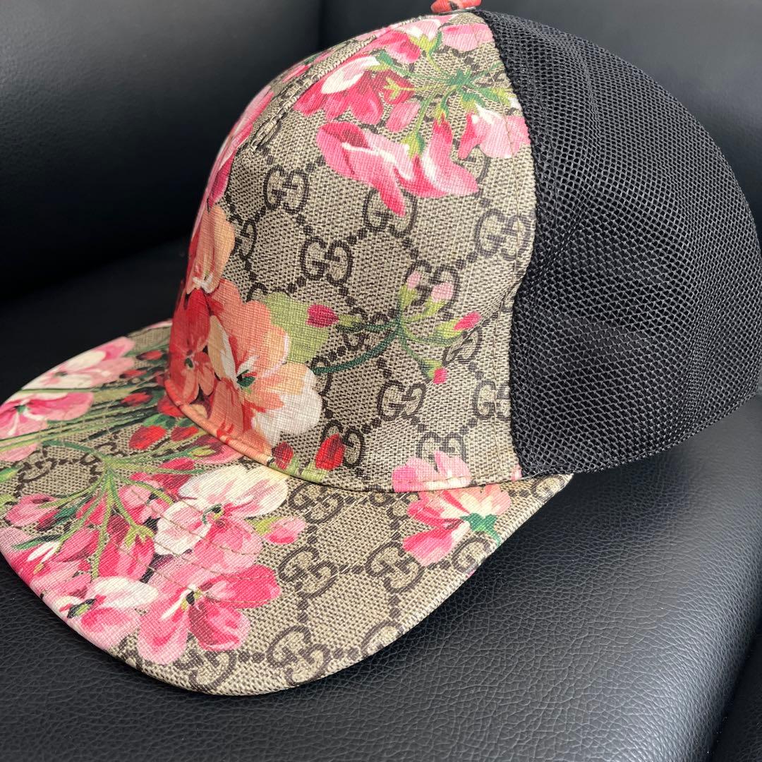 GUCCI フラワープリント ベースボールキャップ Mサイズ