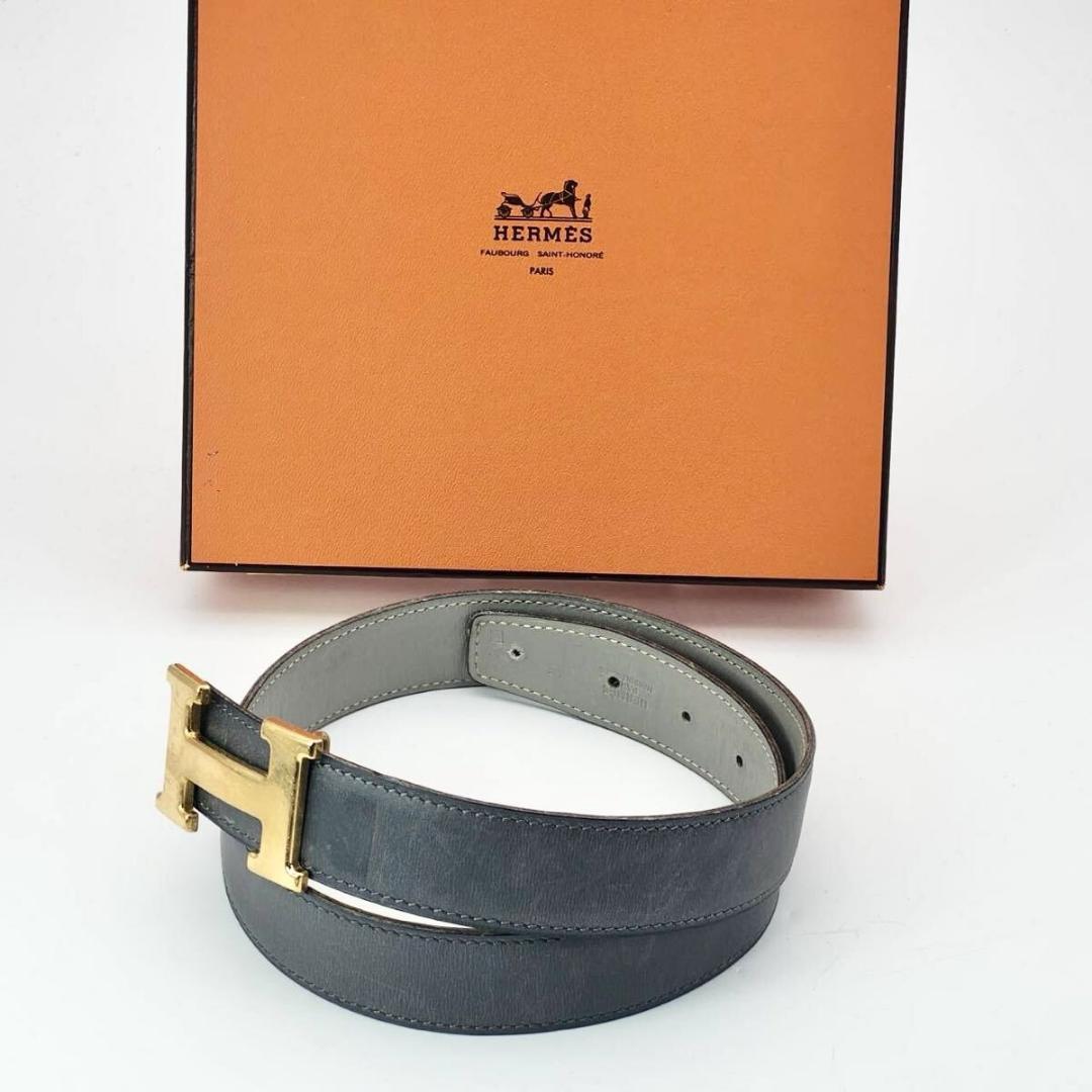 エルメス コンスタンス ベルト Hバックル ゴールド　グレー　リバーシブル