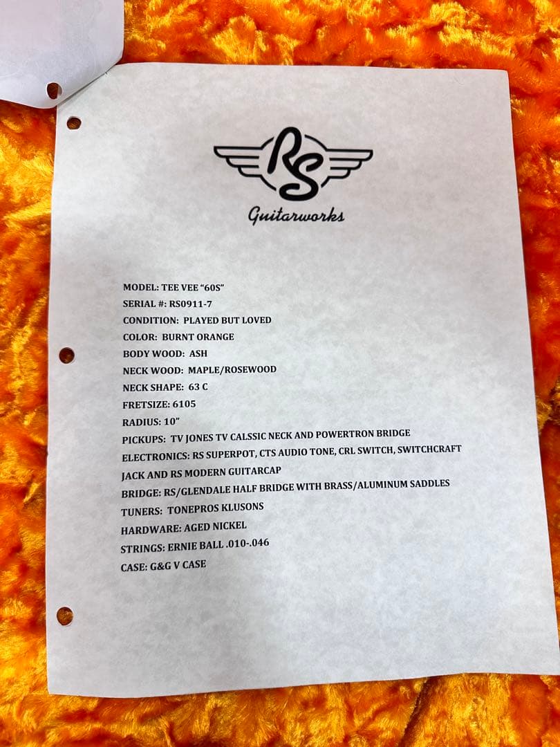 RS Guitarworks TEEVEE フライングV ギター