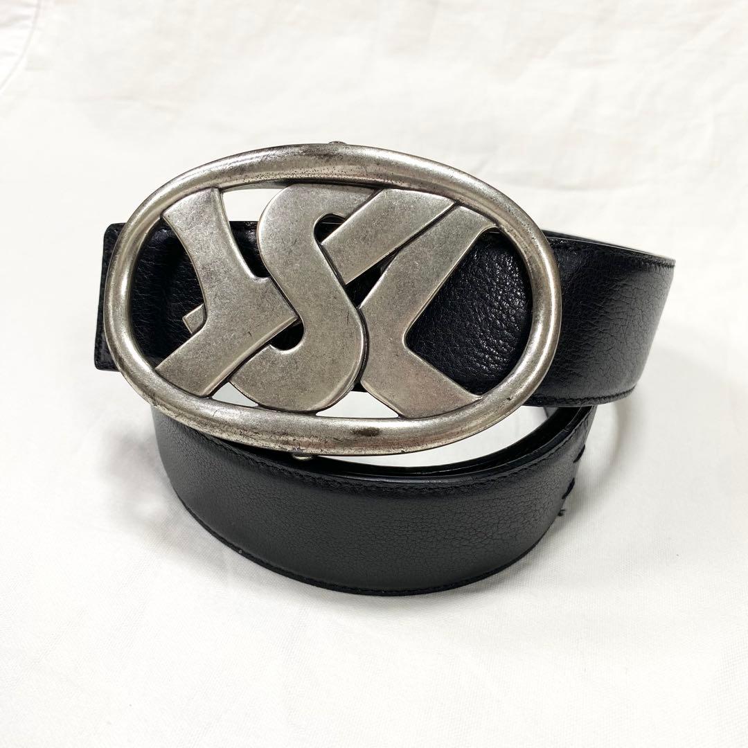 極美品✨イヴサンローラン リヴゴーシュ レザー ベルトYSLロゴバックル 黒
