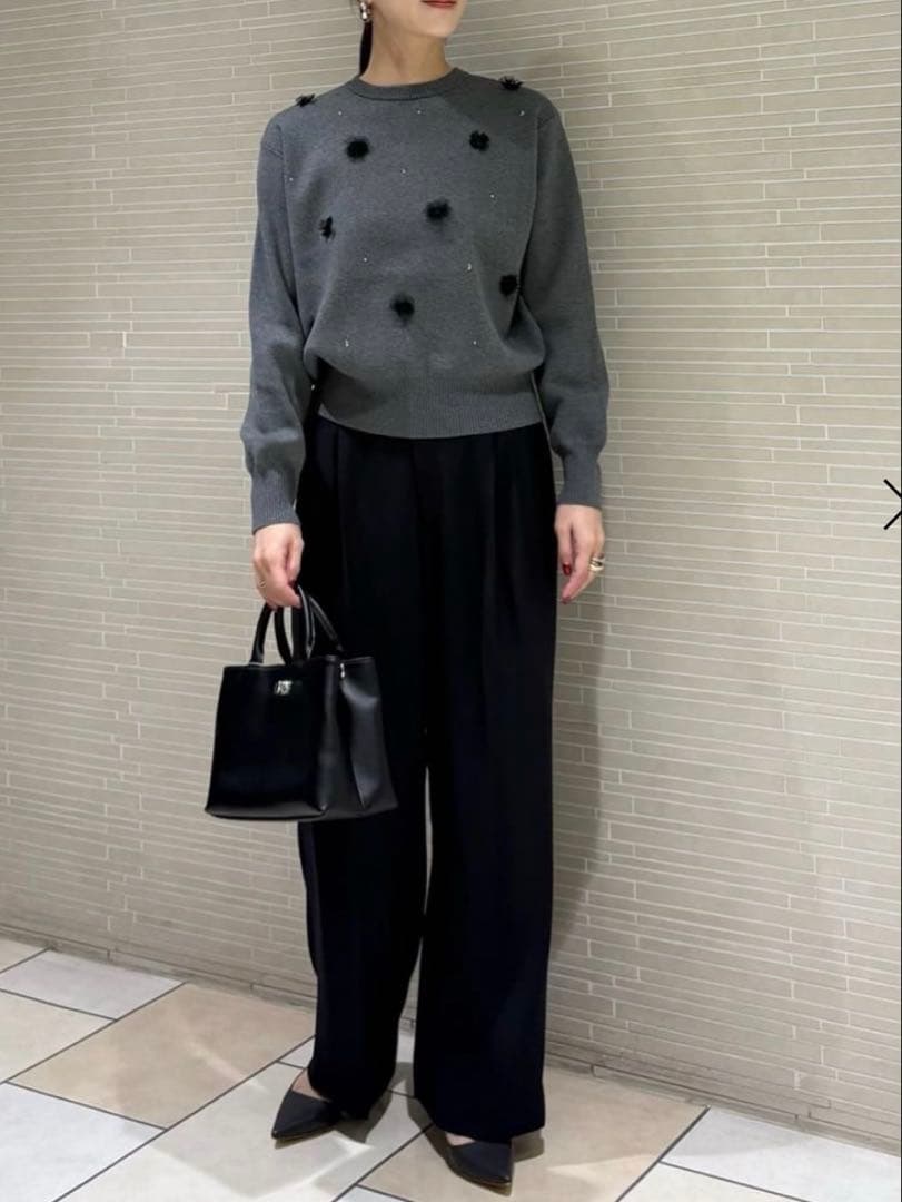 ユナイテッドアローズ コットンカシミヤビジューニット グレー 定価26,950円