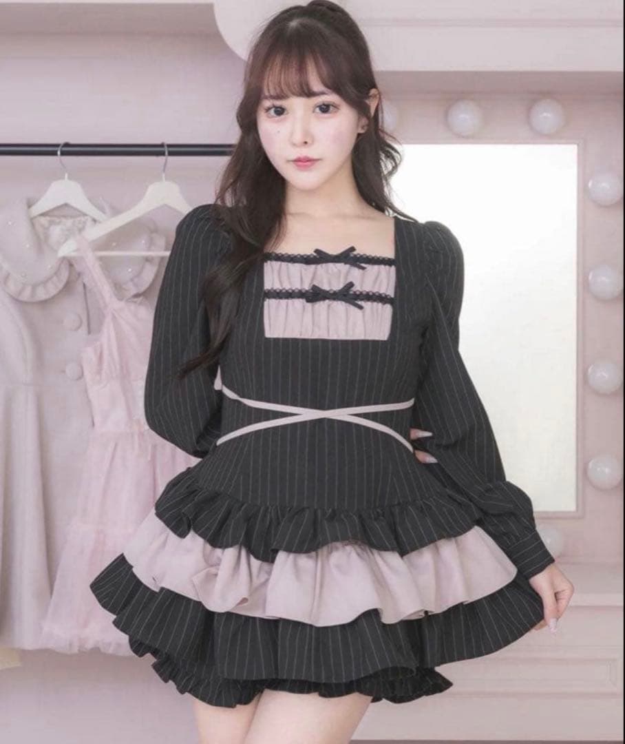 pium はしごリボンティアードセットアップ　ピンク