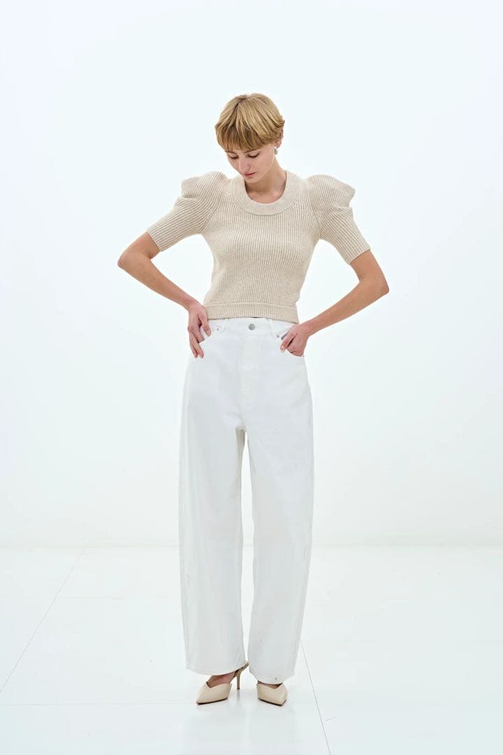 ぽんぽぽTHE TOE Moussaka Crop Knit（beige）