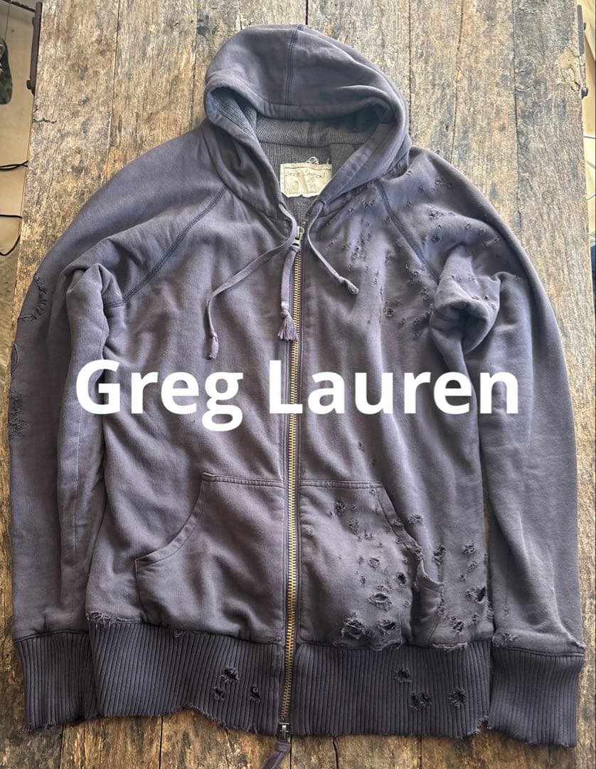 グレッグローレン スウェット　ダメージ加工パーカー 襤褸　ビンテージ　グレー