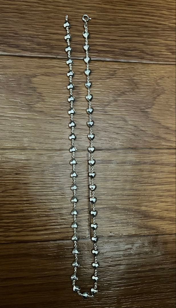 ヴィンテージ　シルバー 925 パフハートネックレスチェーン