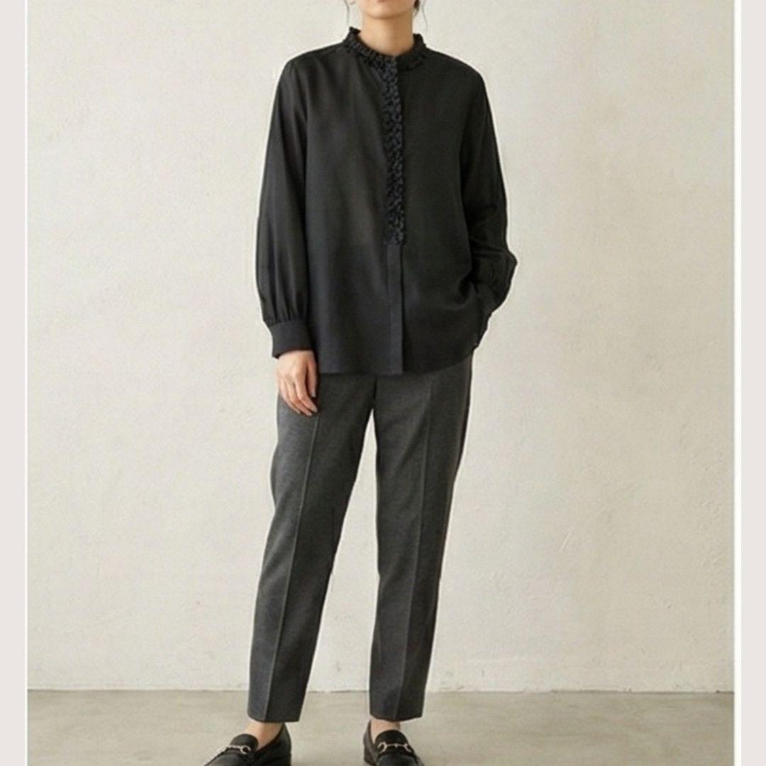 未使用級♪TOMORROWLAND コットンシルクオーガンジー フリルブラウス