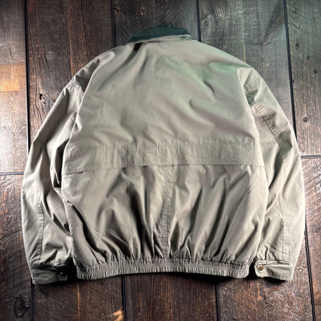 古着　中綿入り　ドリズラージャケット　短丈ブルゾン　切り替え襟ライトベージュL.