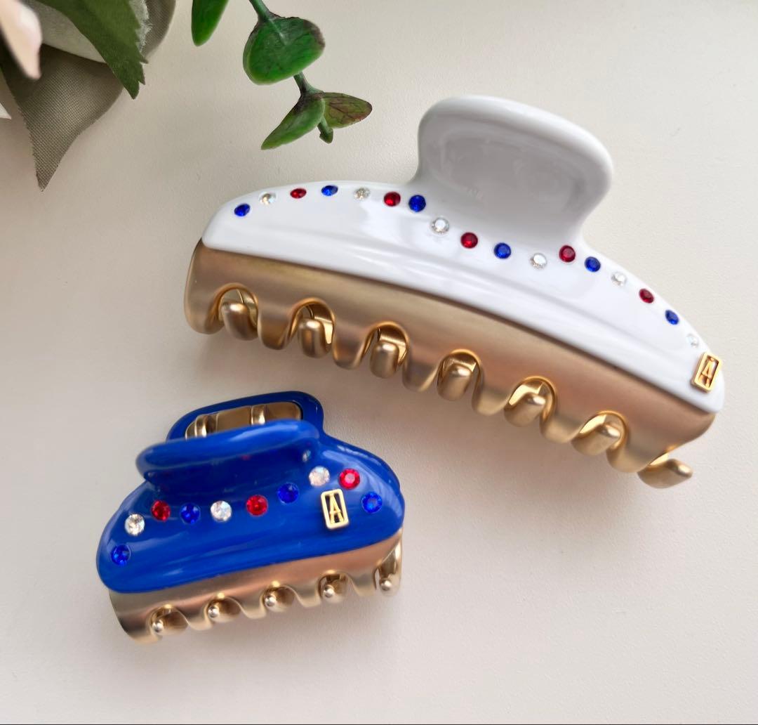 アレクサンドルドゥパリ　ヘアクリップセット（ホワイト・ブルー）