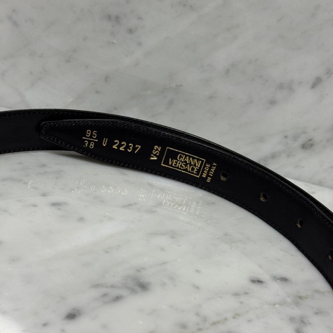 イタリア製 VERSACE ヴェルサーチ メデューサ ベルト ブラック 本革 銀