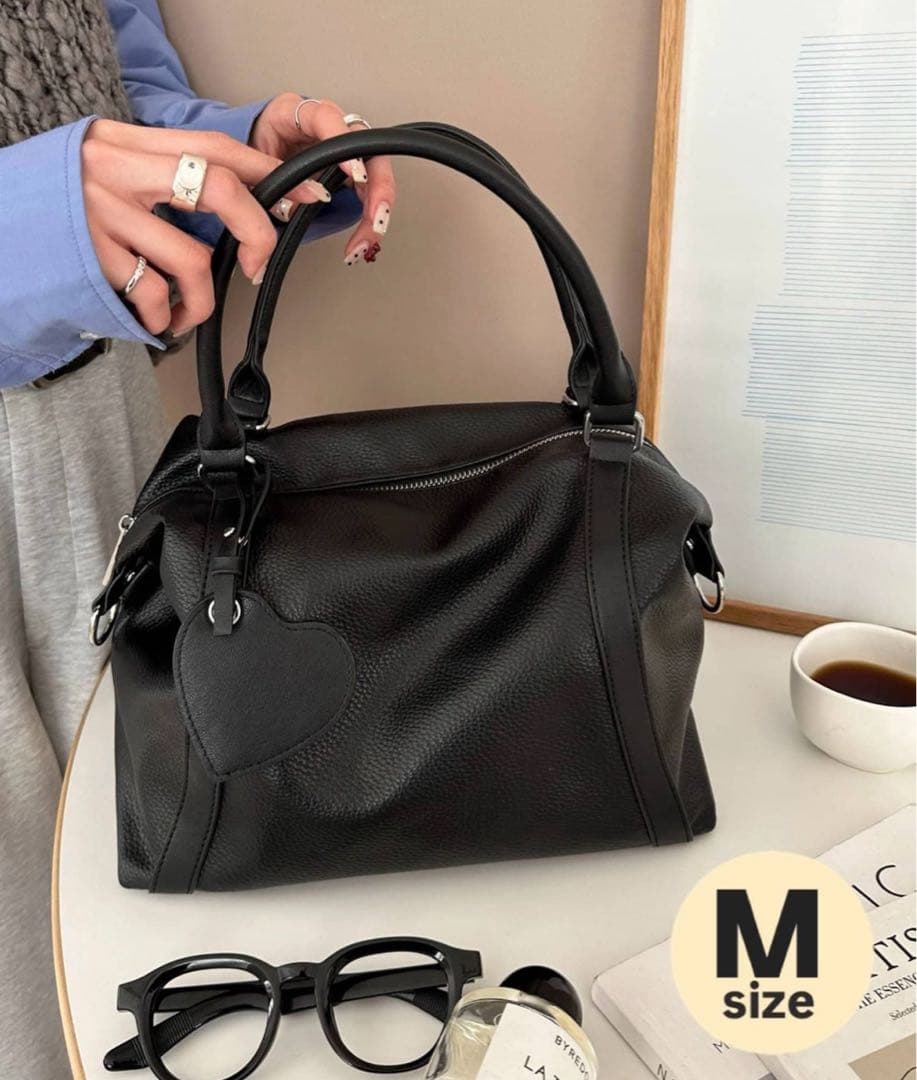 DISCOAT ディスコート ミラーチャーム付きソフトボストンバッグ　ブラック