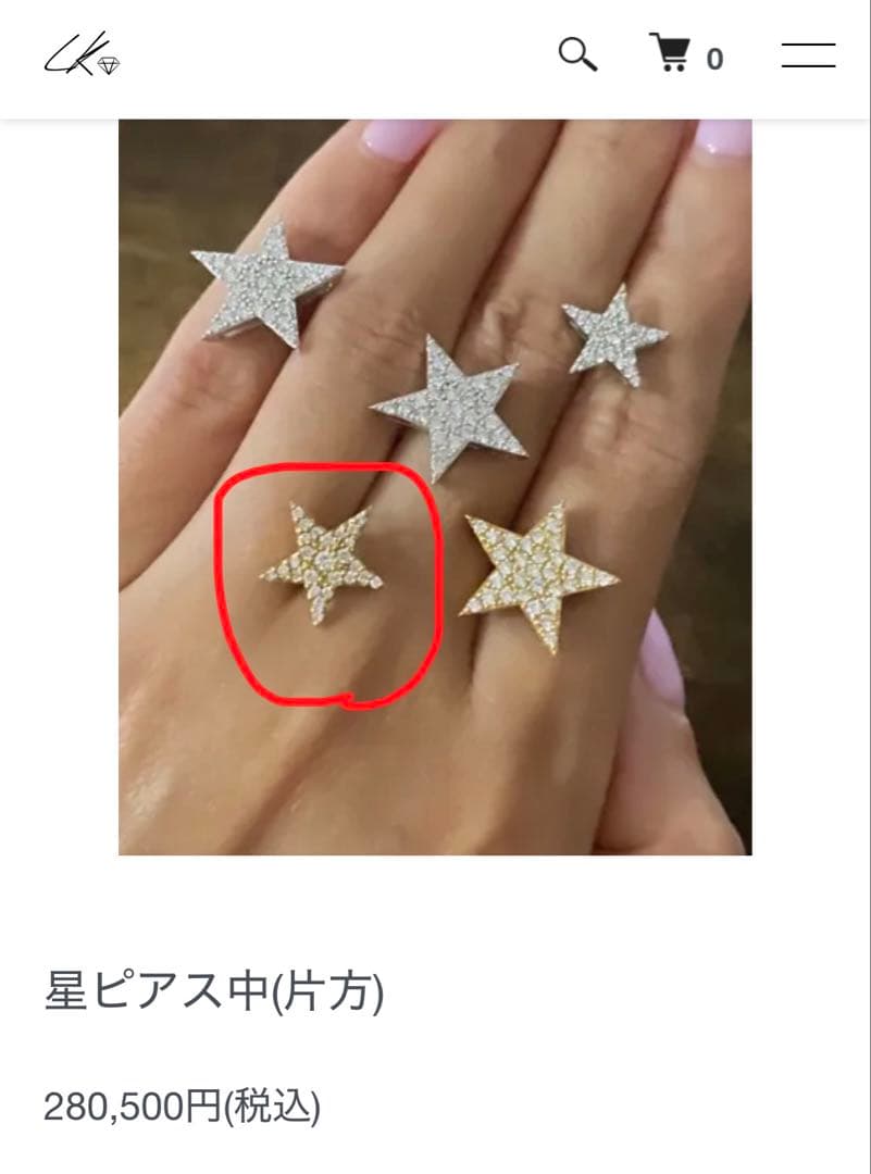 LKサロン　星型ピアス(片耳用)