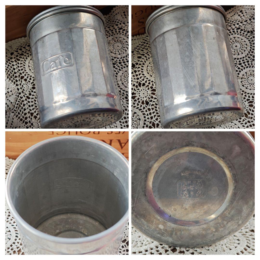 40年代フランスヴィンテージ アルミキャニスター 6点セット　フランス製刻印あり