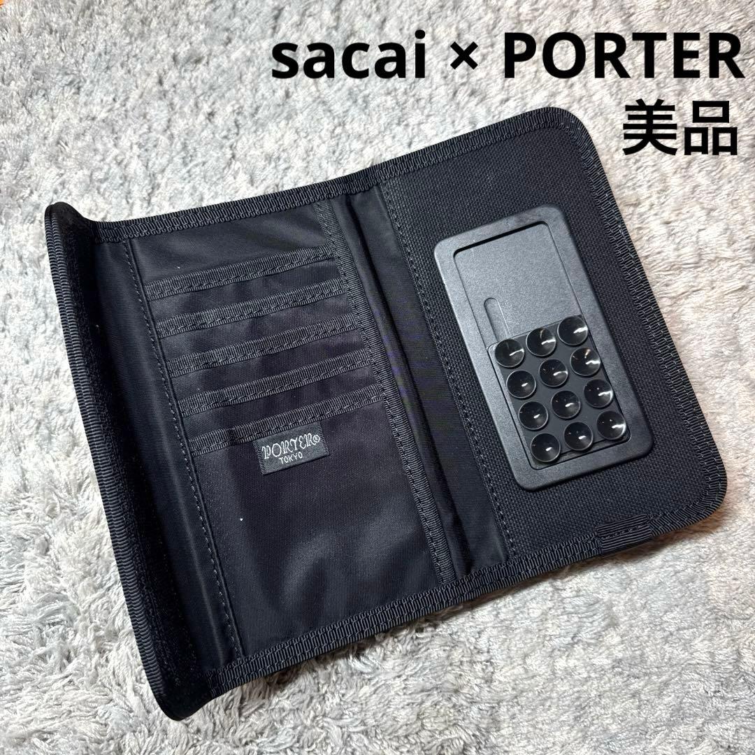 【美品】sacai × PORTER スマホケース マルチケース ブラック