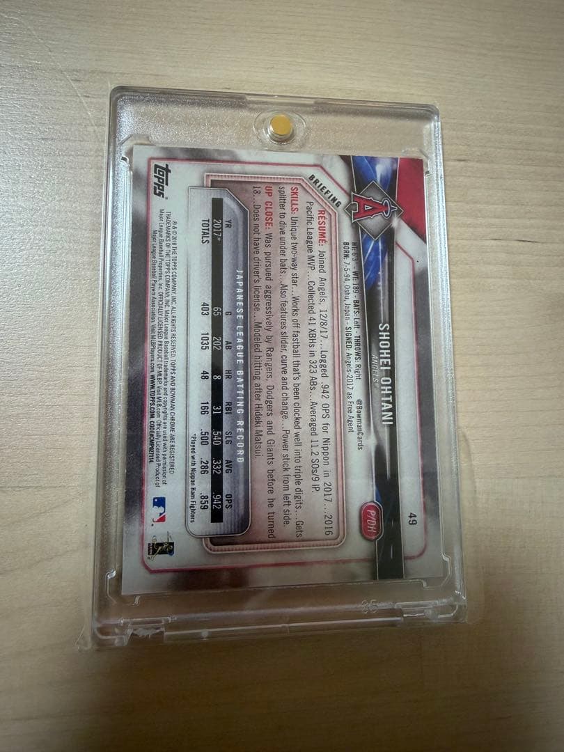 スポーツ選手 2018 Bowman Shohei Ohtani #49