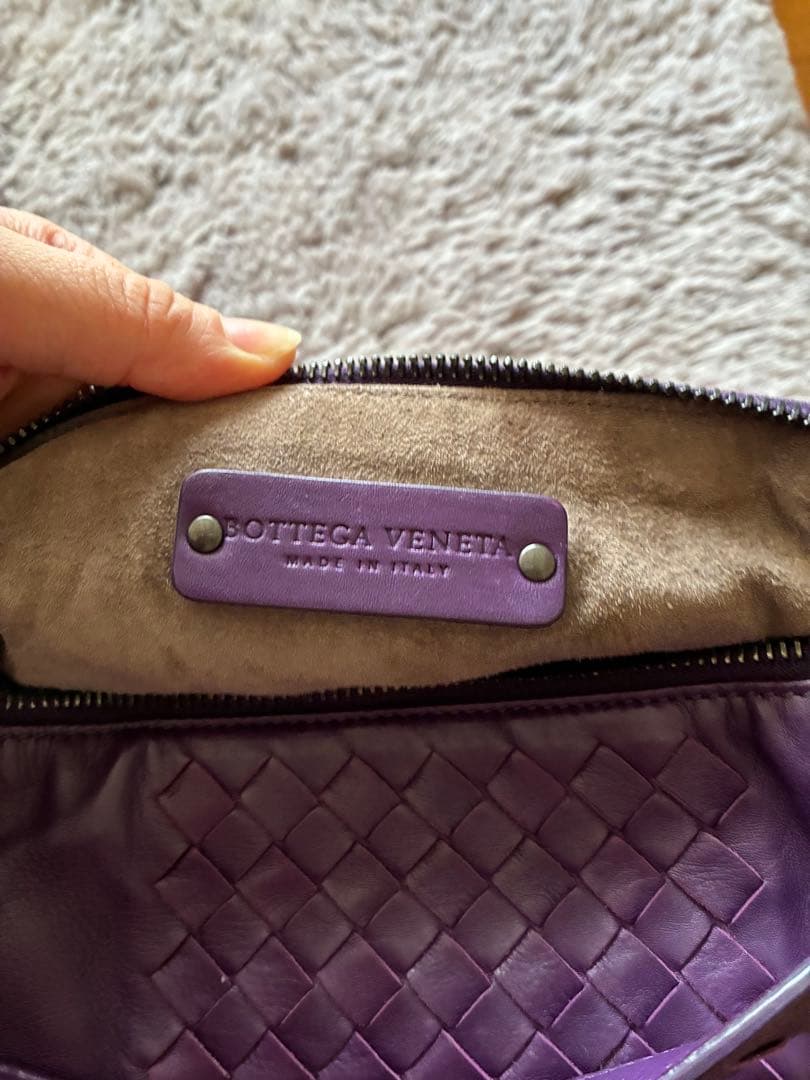 【美品】BOTTEGA VENETA 紫 編み込みハンドバッグ