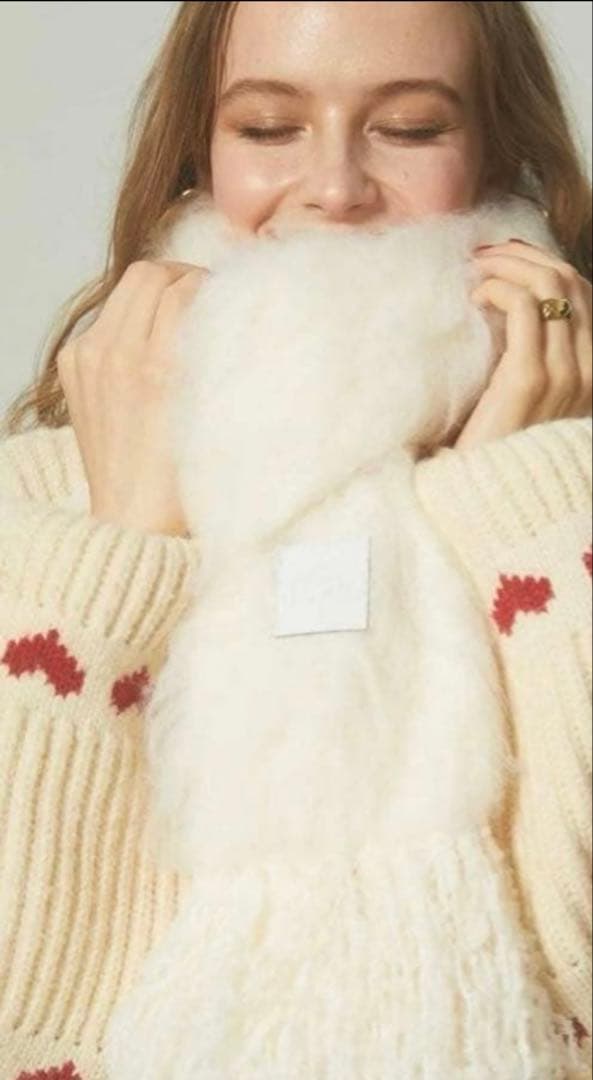 (お値下げ中) THE TOÉ ホワイトフリンジマフラー