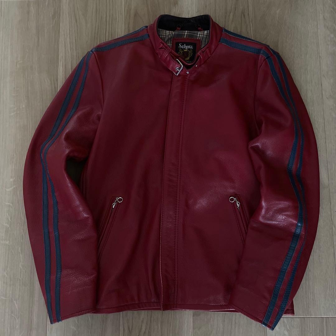 美品 Schott ショット クラシックレーサー レザーライダースジャケット M