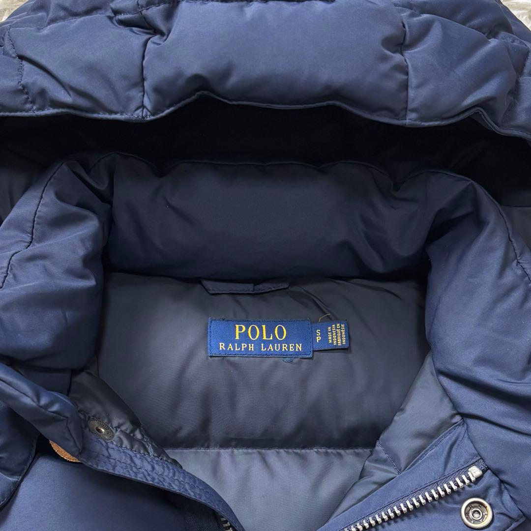 極美品 ポロラルフローレン ダウンベスト フード 2way ネイビー