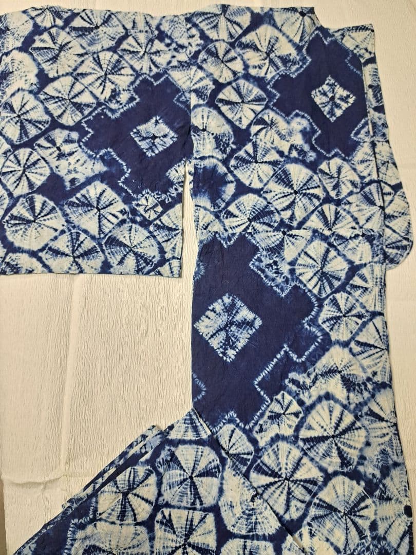 絞り浴衣 手蜘蛛絞り セミアンティーク 古布
