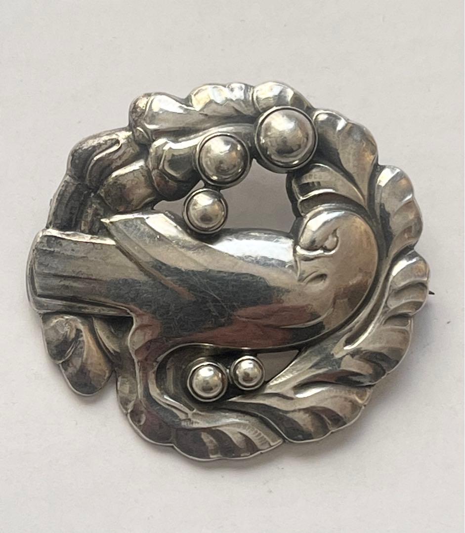 ジョージジェンセン 165 ブローチ 鳩 鳥 シルバーボール