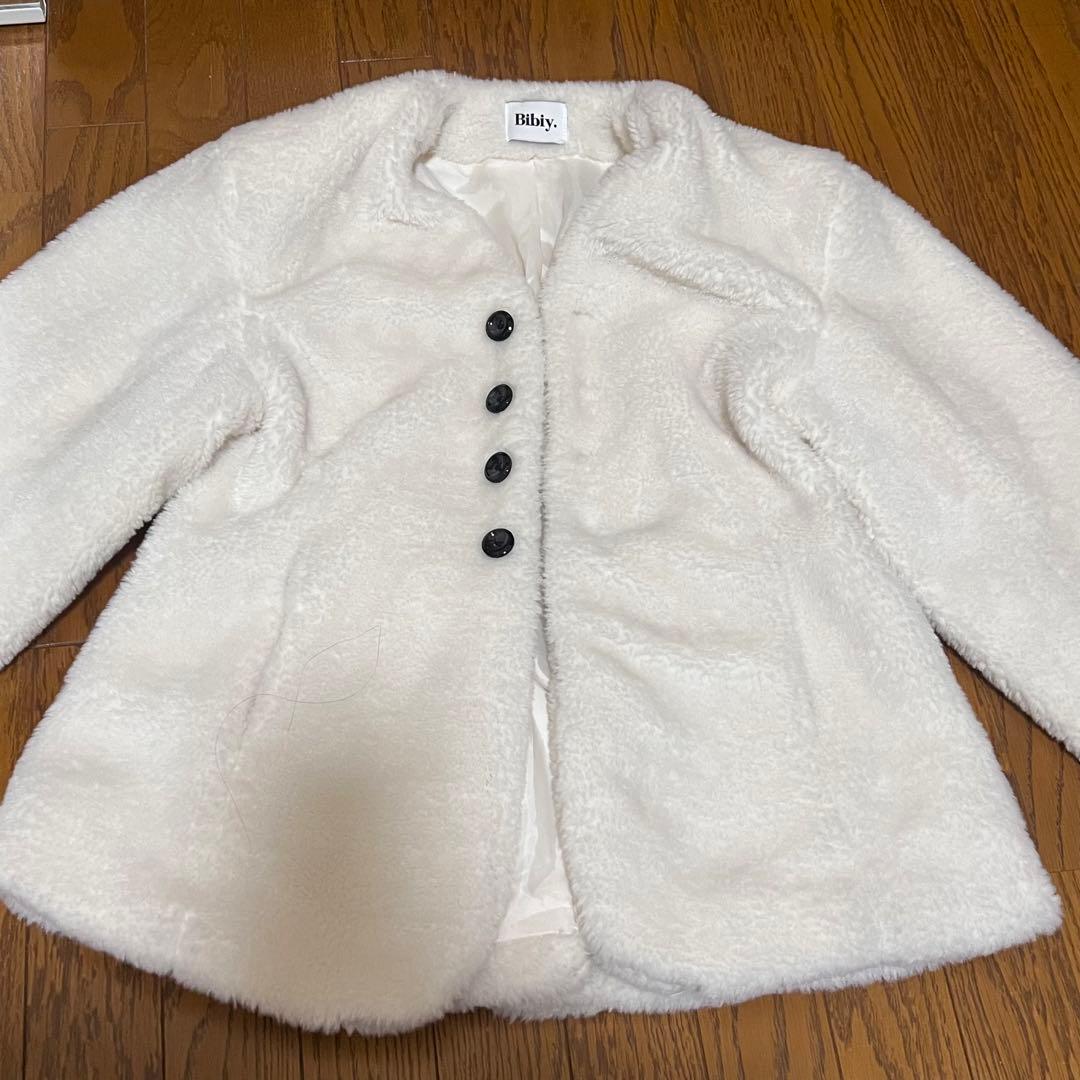 Bibiy LYATAILOREDJACKET コート　ボア　ファー　ホワイト