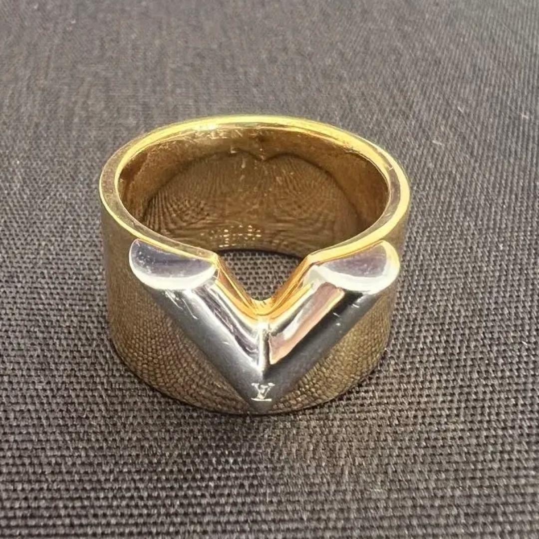 ルイヴィトン エッセンシャルリング LVロゴ ゴールド シルバー M61086