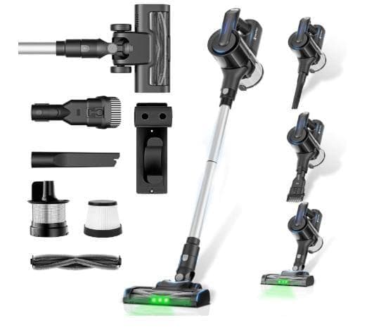 コードレス掃除機 強力吸引55000Pa 軽量 自立式 55分稼働 LED 静音