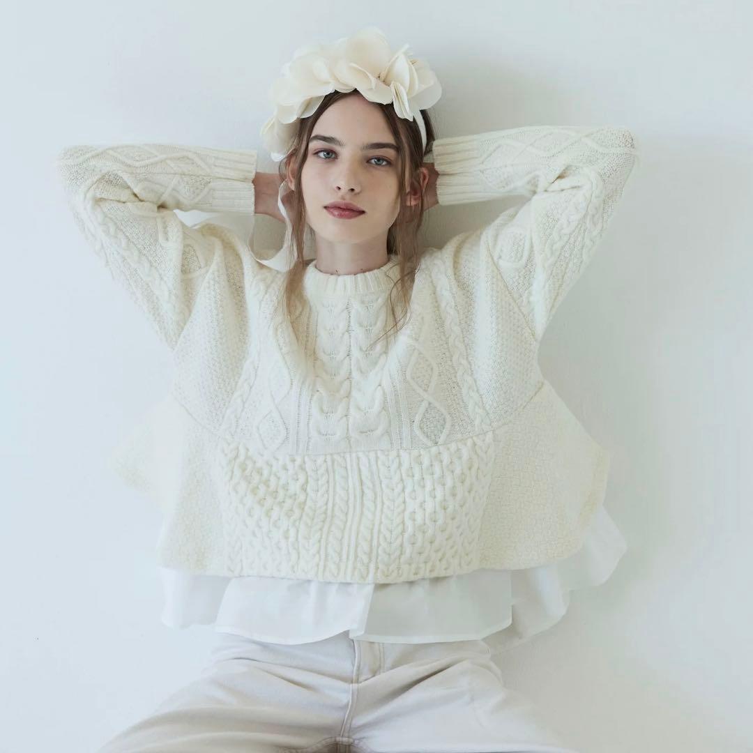 st.cecilia girlish ガーリッシュ♡ぺプラムケーブルニット