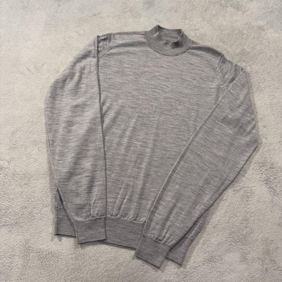 ジョンスメドレー　モックネックニット　Lサイズ　グレー　ウール