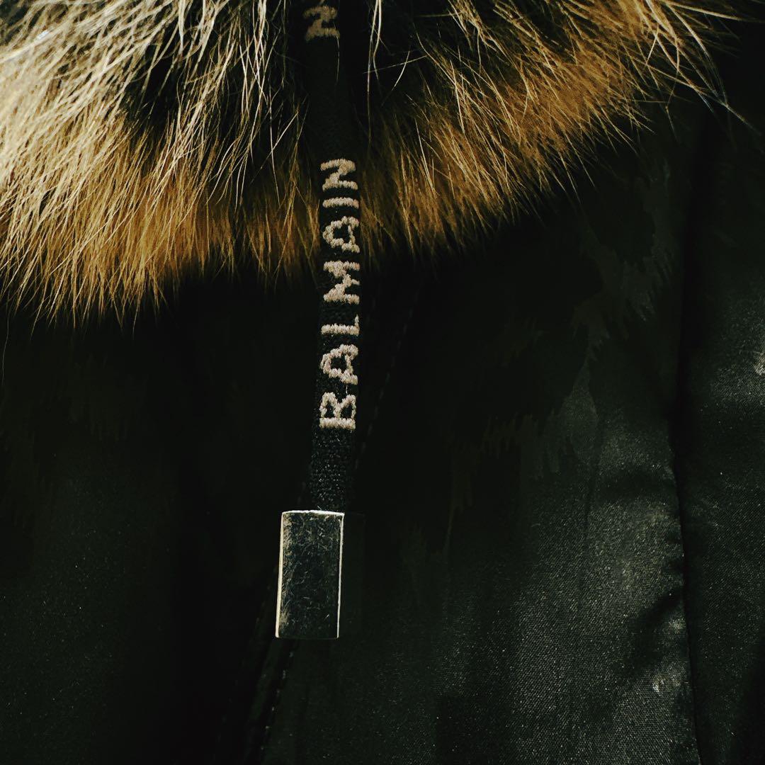 BALMAIN バルマン／ダウンコート／ブルーフォックス／ファー／ブラック L