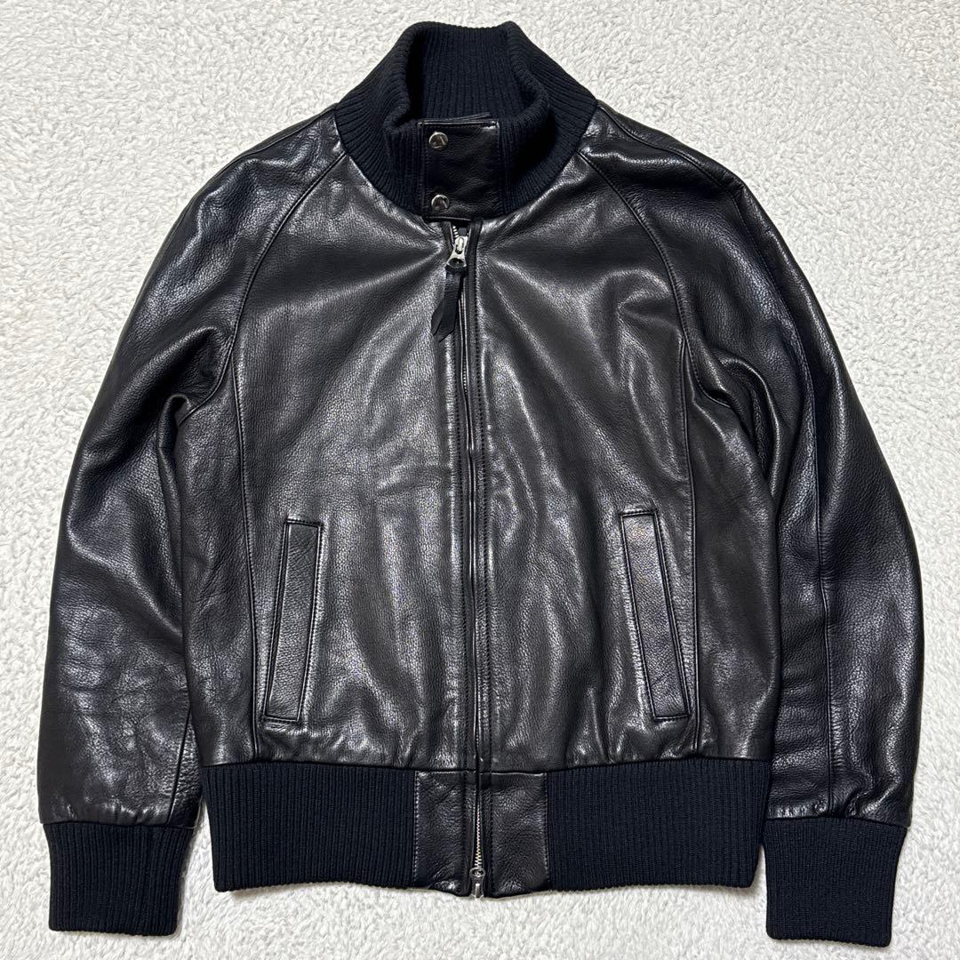 美品 ワイツーレザー MA-1タイプ レザージャケット ブラック S相当 日本製