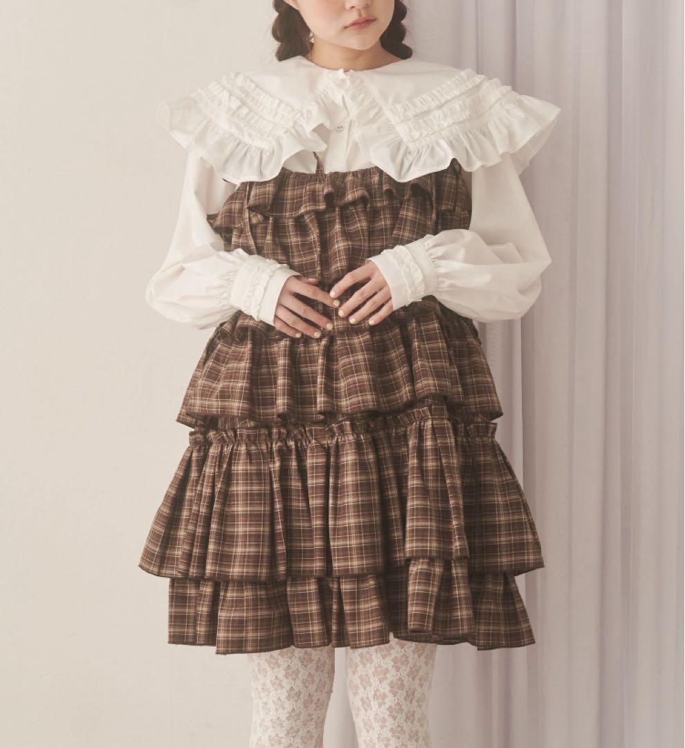 メリージェニー　merry jenny チェックホイップクリームミニワンピース