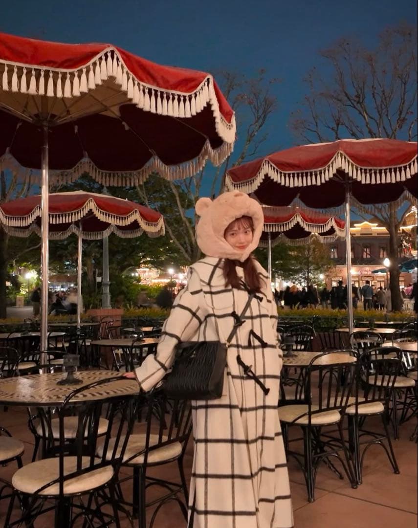 ピヌエ PINUE ロングダッフルコート CHECK